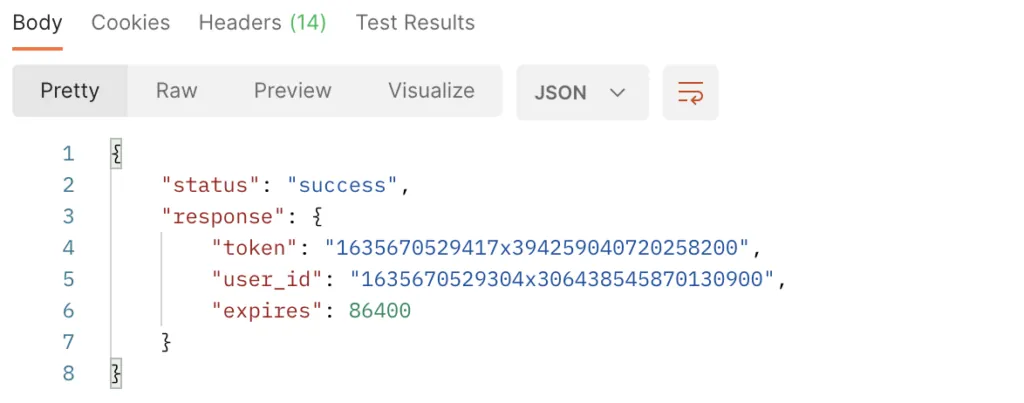 Postman create user results